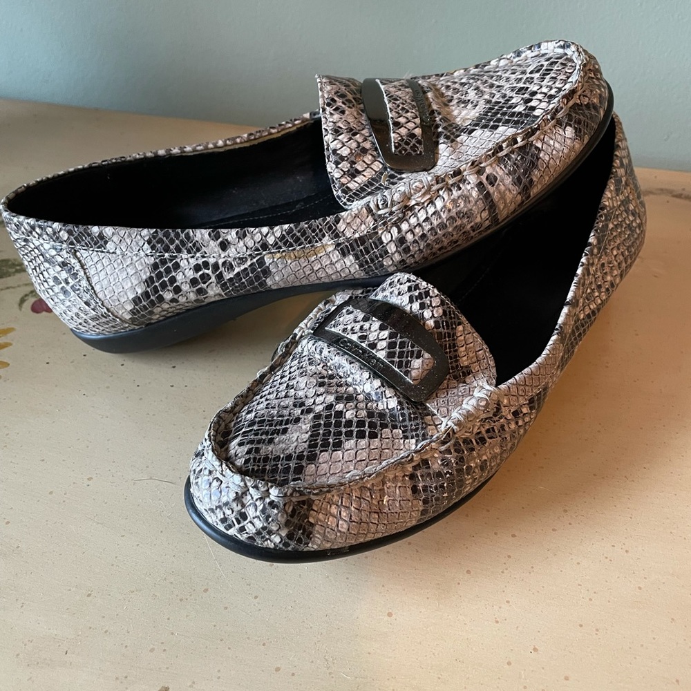 Calvin Klein Tan Brown Snake print Slip On Loafer Shoes Marlee